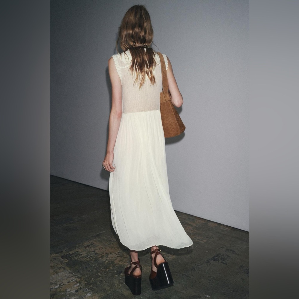 ZARA Embroidered Crochet Combination Dress. Zw Collection - Picture 4 of 10